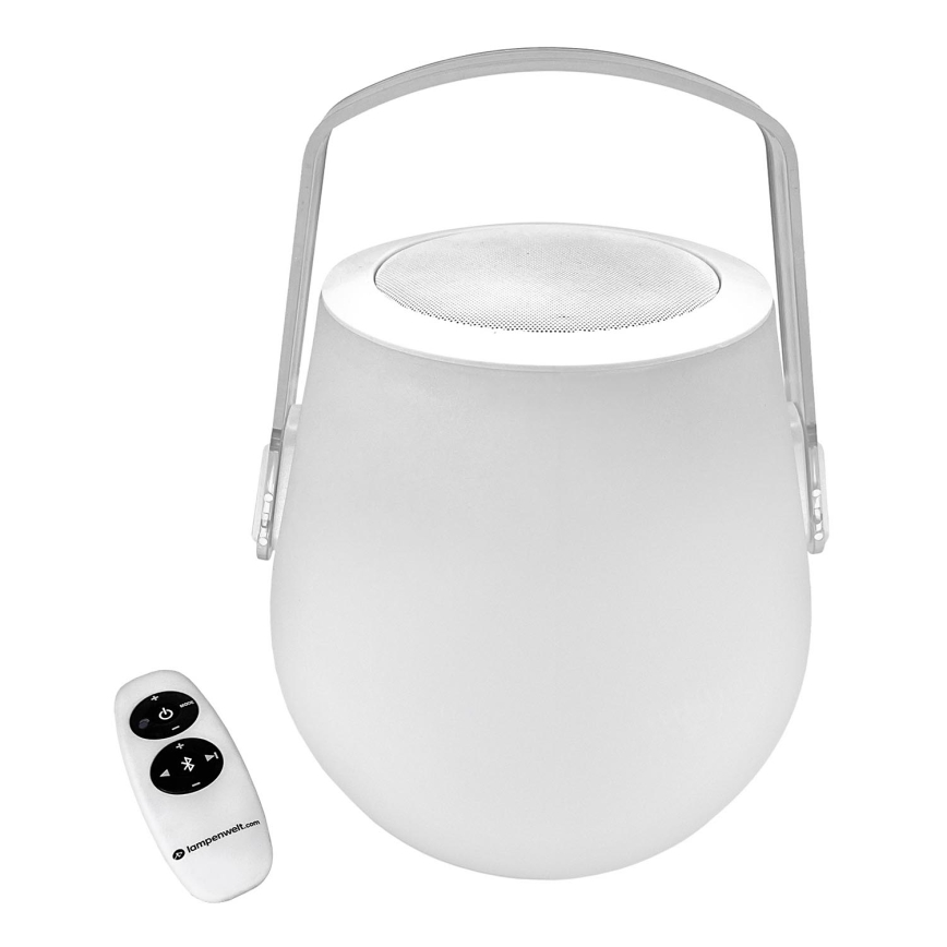 Lampenwelt - LED bordlampe m. højtaler dæmpbar RGB-farver LED/3W/3,7V Bluetooth 2000 mAh IP44 + fjernbetjening