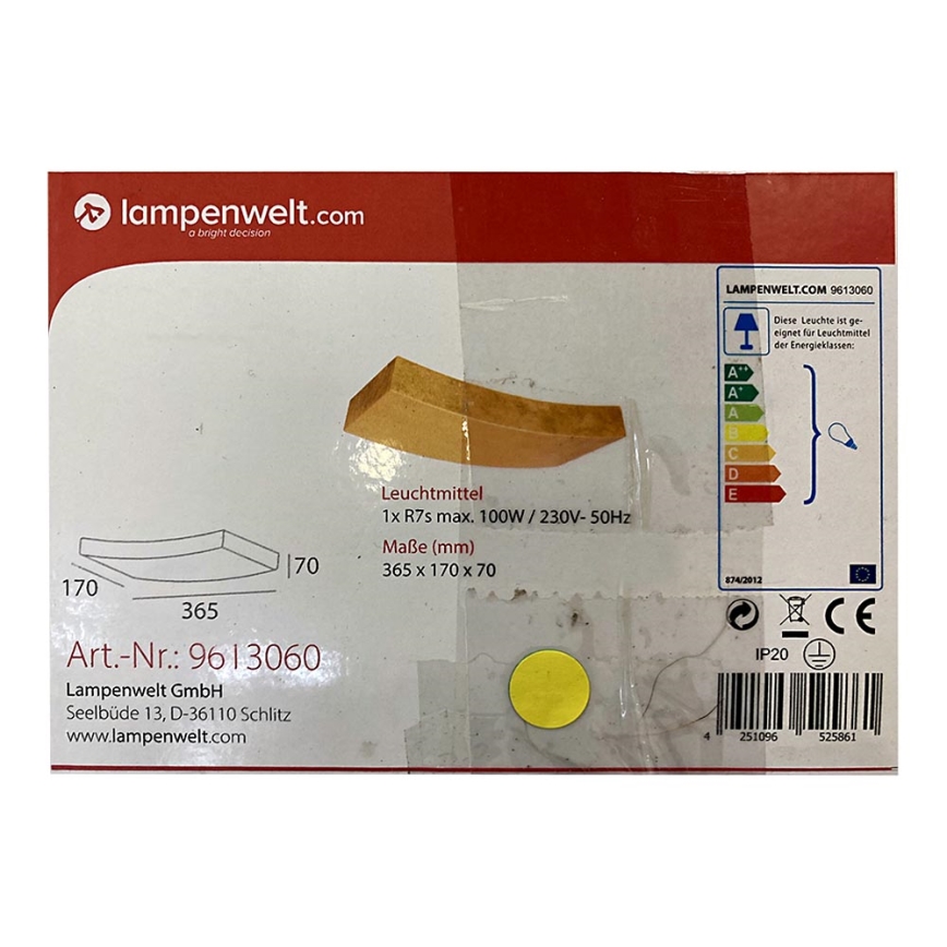 Lampenwelt - Væglampe BERRA 1xR7s/100W/230V