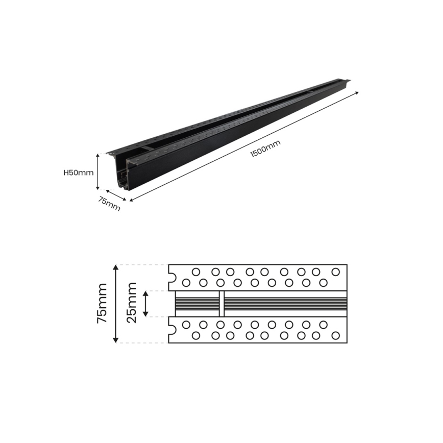 Lampeskinne uden elektrisk forbindelse MAGNETIC TRACK 1,5 m sort