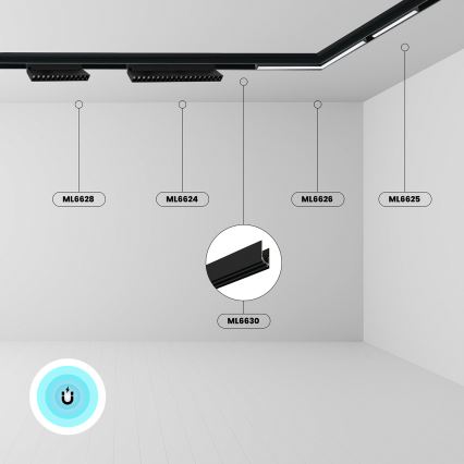 Lampeskinne uden elektrisk forbindelse MAGNETIC TRACK 1,5 m sort