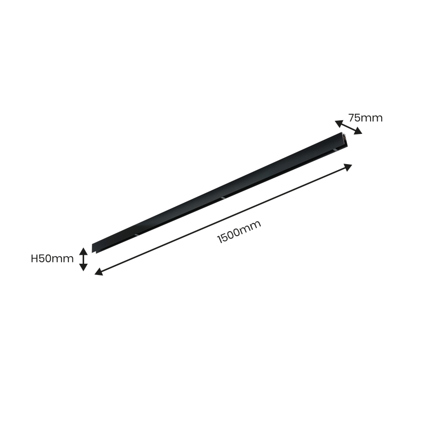 Lampeskinne uden elektrisk forbindelse MAGNETIC TRACK 1,5 m sort