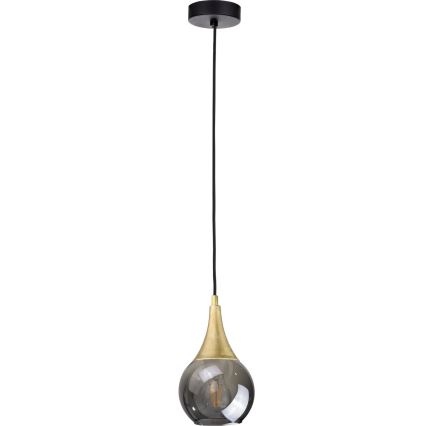 Lampeskærm til pendel LACRIMA SMOKY E27 diameter 15 cm sort røget