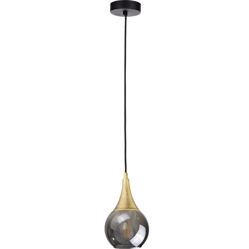 Lampeskærm til pendel LACRIMA SMOKY E27 diameter 15 cm sort røget