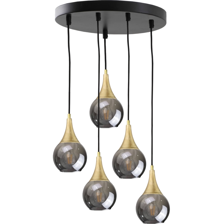 Lampeskærm til pendel LACRIMA SMOKY E27 diameter 15 cm sort røget