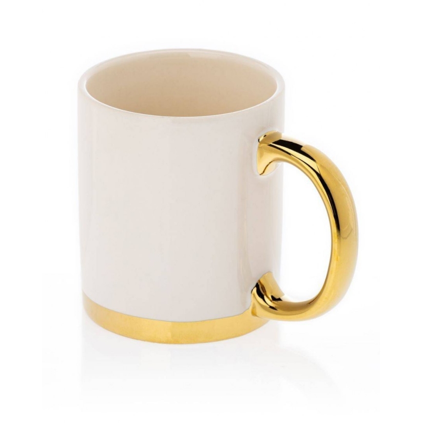 Kop med ske LANA creme/guld