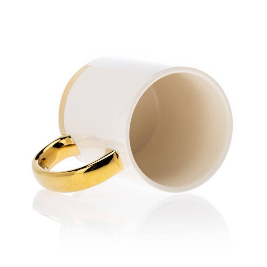 Kop med ske LANA creme/guld