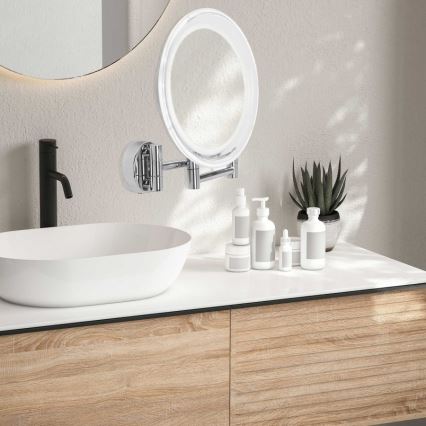 Lanaform - LED Vægmonteret kosmetisk spejl WALL LED/4xAAA