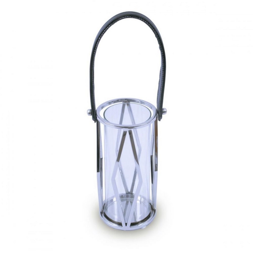 Lanterne FRAGIL 26 cm skinnende krom/sort