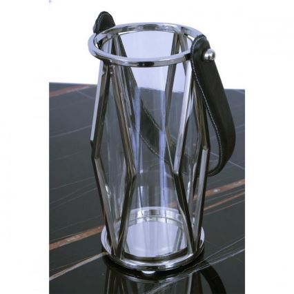 Lanterne FRAGIL 26 cm skinnende krom/sort