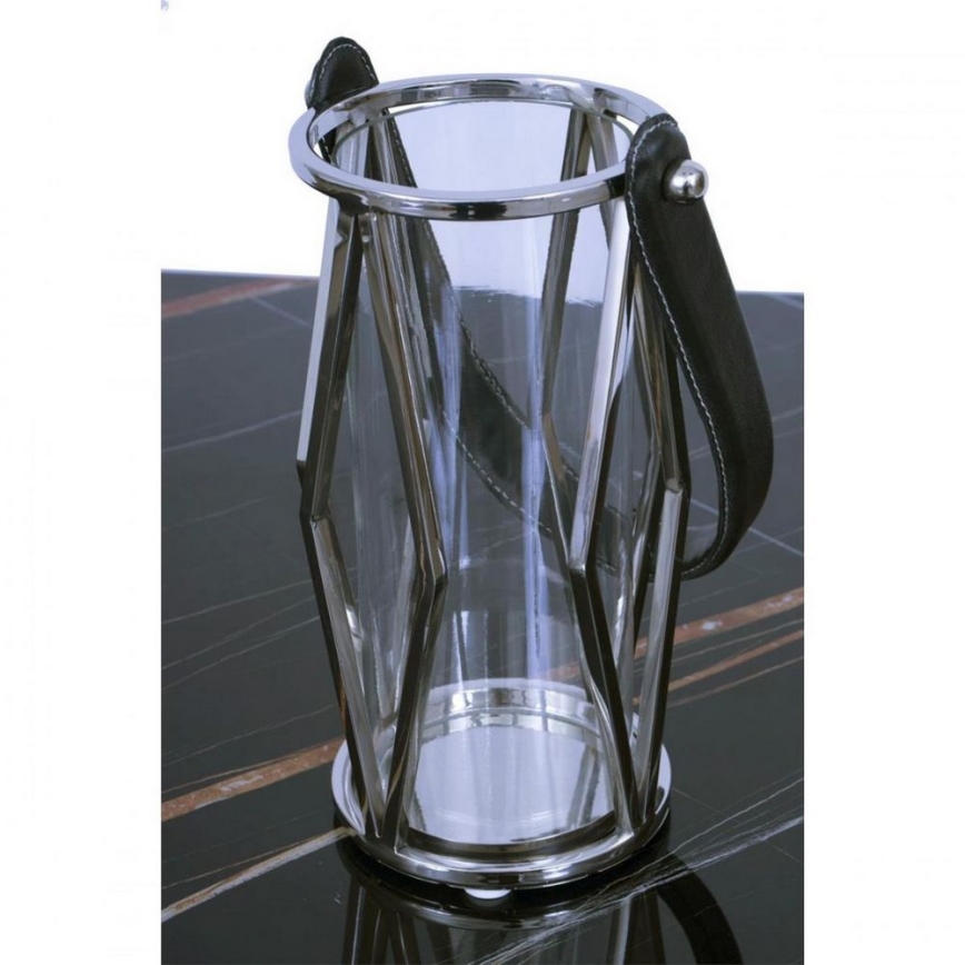 Lanterne FRAGIL 26 cm skinnende krom/sort