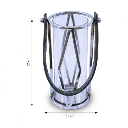 Lanterne FRAGIL 26 cm skinnende krom/sort