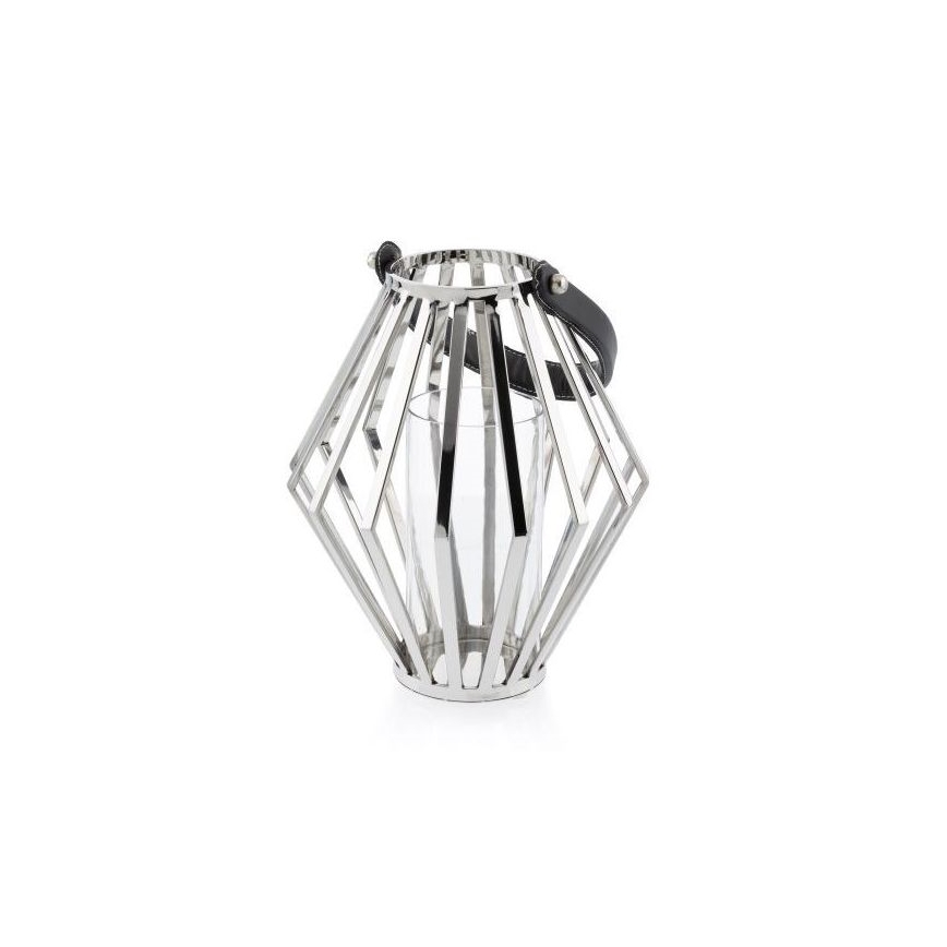 Lanterne GEOM 31 cm skinnende krom/sort