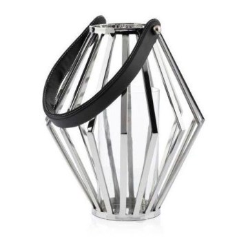 Lanterne GEOM 31 cm skinnende krom/sort
