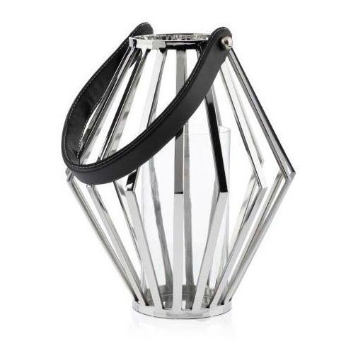 Lanterne GEOM 31 cm skinnende krom/sort
