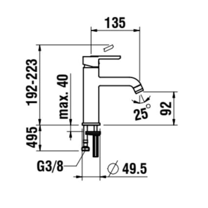 LAUFEN H3110810811201 - Hane LUA 19,2 cm titanium mat sort