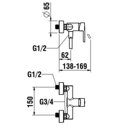 LAUFEN H3310810041311 - Brusesæt med blandingsbatteri LUA, poleret krom