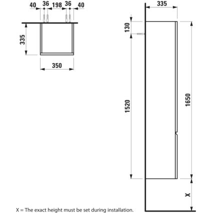 LAUFEN H4831220954791 - Badeværelsesskab PRO 165 cm i eg