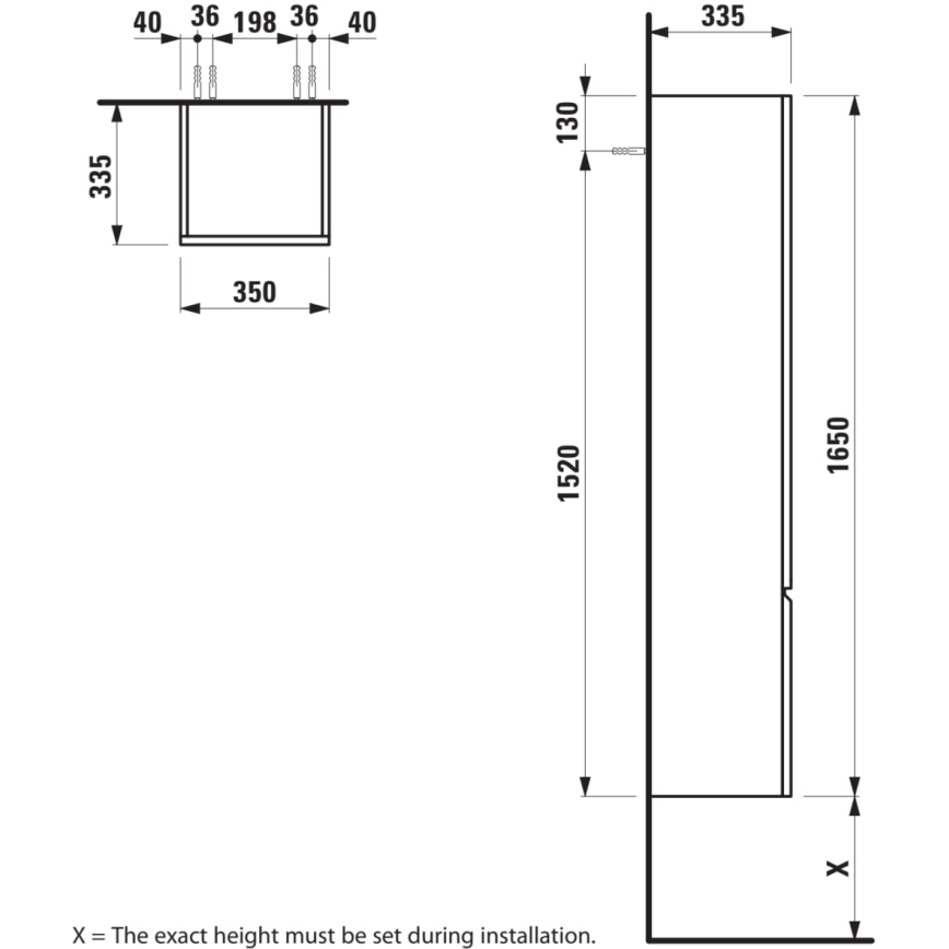 LAUFEN H4831220954791 - Badeværelsesskab PRO 165 cm i eg