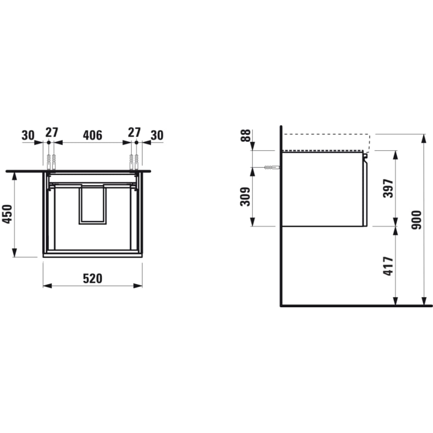 LAUFEN H4833510964751 - PRO underskab til håndvask 52 cm, hvid