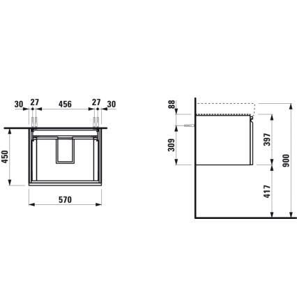 LAUFEN H4833720964791 - Badeværelsesskab til håndvask PRO 57 cm i eg