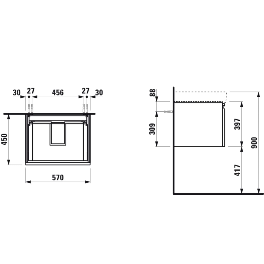 LAUFEN H4833720964791 - Badeværelsesskab til håndvask PRO 57 cm i eg