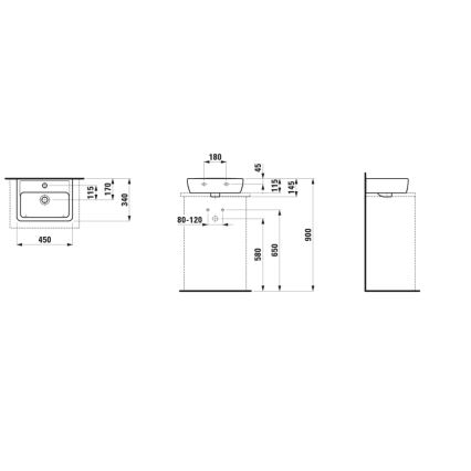 LAUFEN H8119520001041 - Bordmonteret håndvask PRO 45x34 cm keramik/hvid
