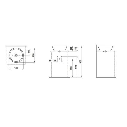 LAUFEN H8129620001091 - Bordmonteret håndvask PRO diameter 42 cm keramik/hvid