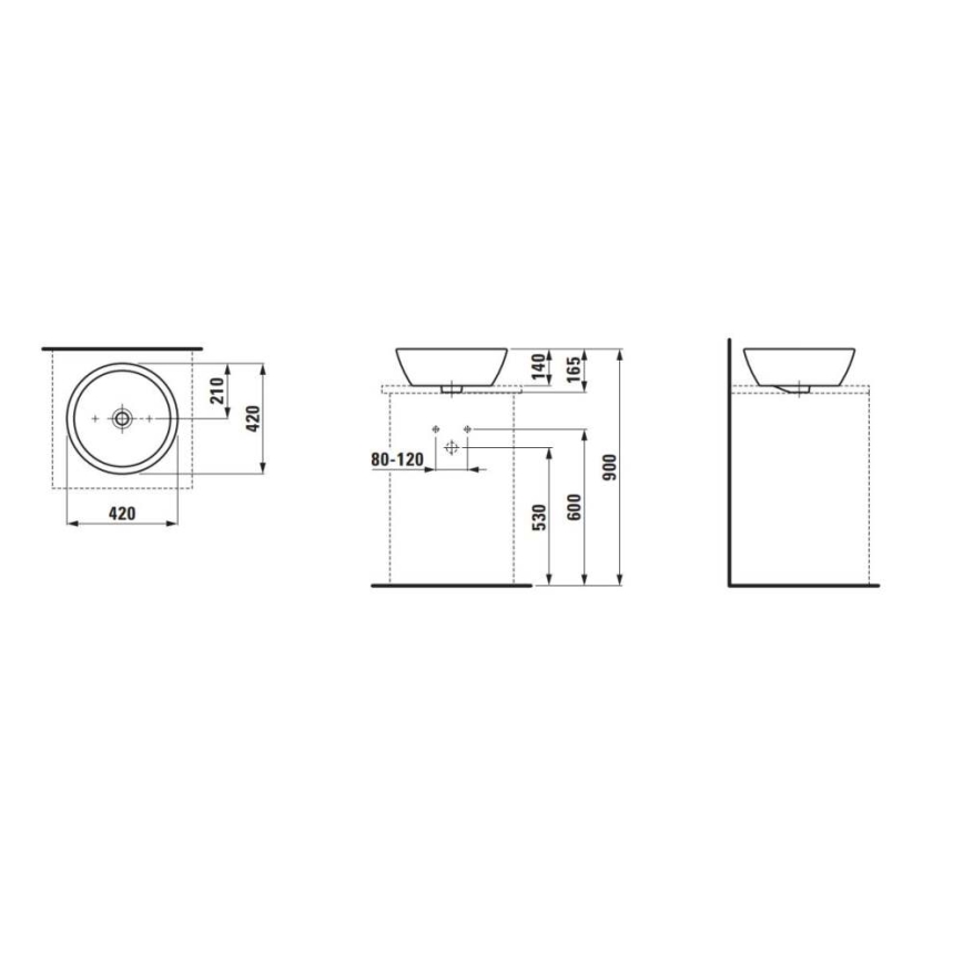 LAUFEN H8129620001091 - Bordmonteret håndvask PRO diameter 42 cm keramik/hvid