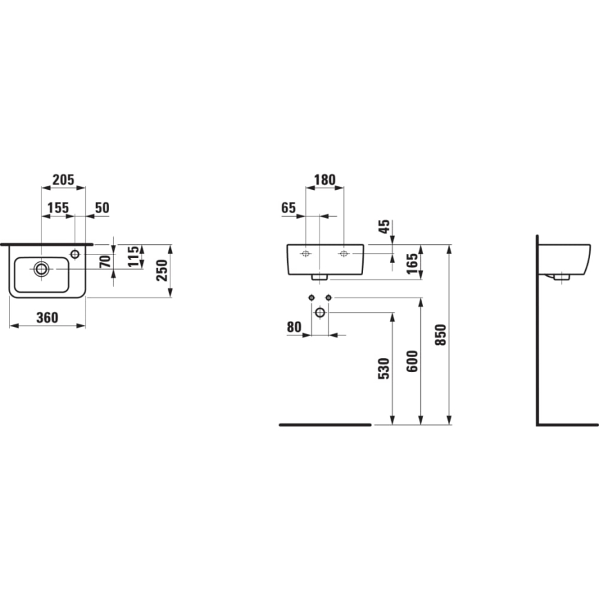 LAUFEN H8169550001061 - Væghængt vask PRO 36x25 cm keramik/hvid