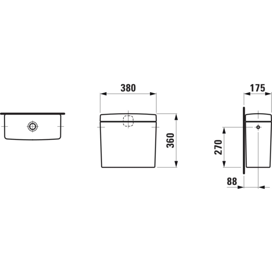 LAUFEN H8269520009721 - PRO toiletcisterne med sideindløb, keramisk/hvid