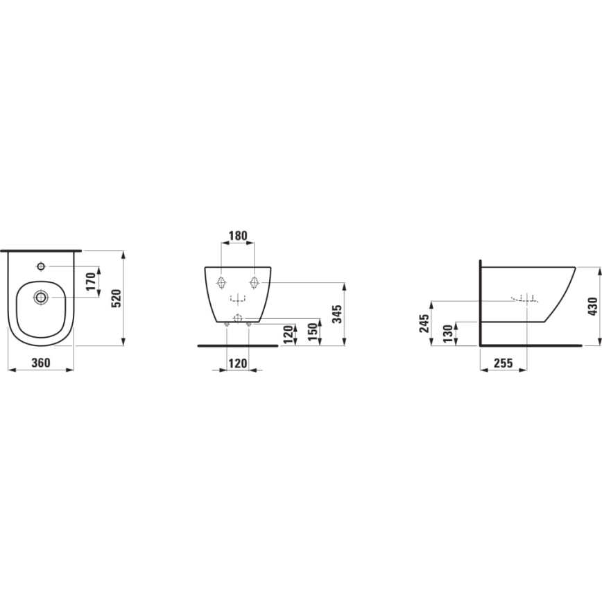 LAUFEN H8300810003021 - Væghængt bidet LUA keramik/hvid