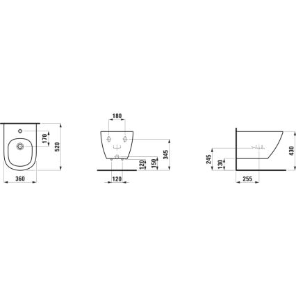 LAUFEN H8300810003021 - Vægmonteret bidet LUA keramik/hvid