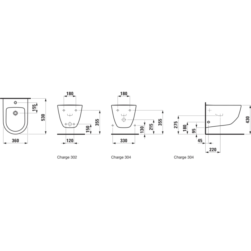LAUFEN H8309520003021 - Vægmonteret bidet PRO keramik/hvid