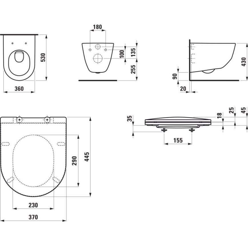 LAUFEN H8669530000001 - Vægophængt toilet PRO keramik/hvid + toiletsæde SoftClose PRO duroplast/hvid