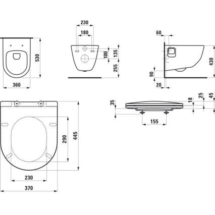 LAUFEN H8669540000001 - Vægophængt WC PRO keramik/hvid + toiletsæde SoftClose PRO duroplast/hvid