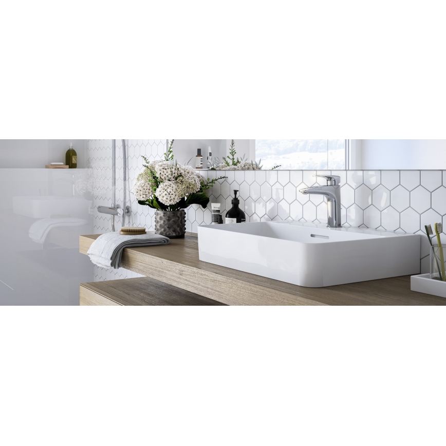 LAUFEN HF500701100000 - Håndvaskarmatur med overløb og bundventil LAURIN 16,2 cm blank krom