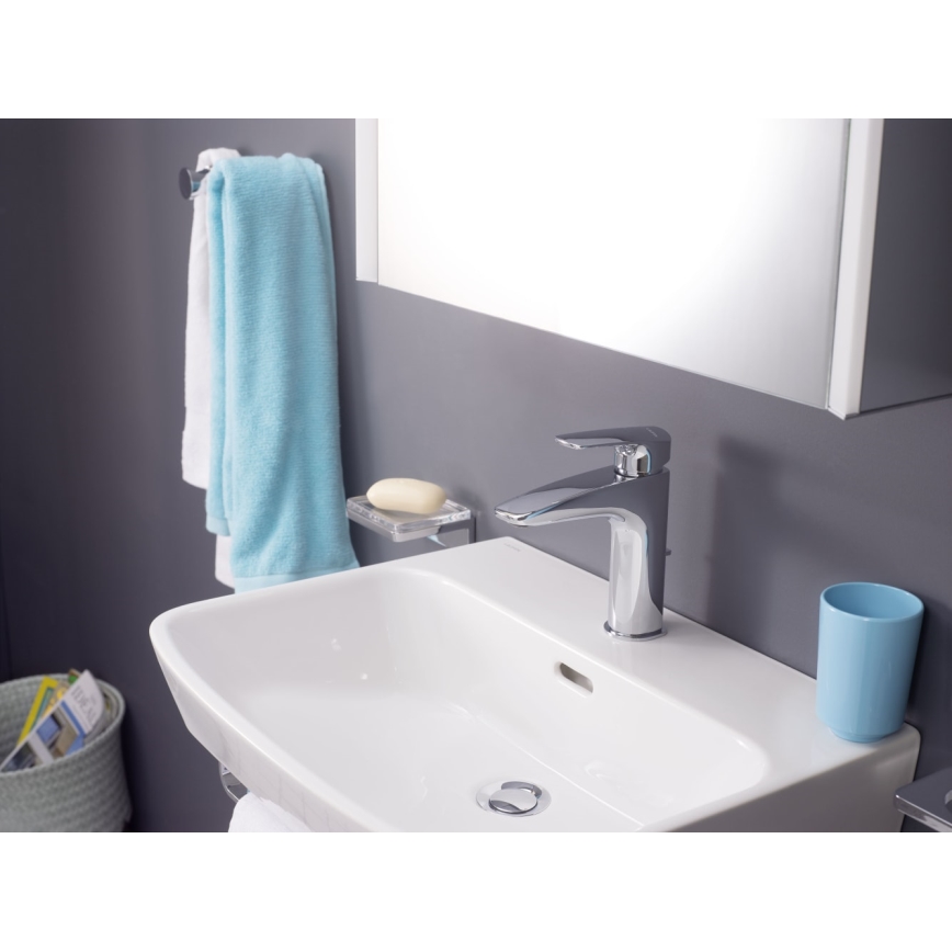 LAUFEN HF500701100000 - Håndvaskarmatur med overløb og bundventil LAURIN 16,2 cm blank krom