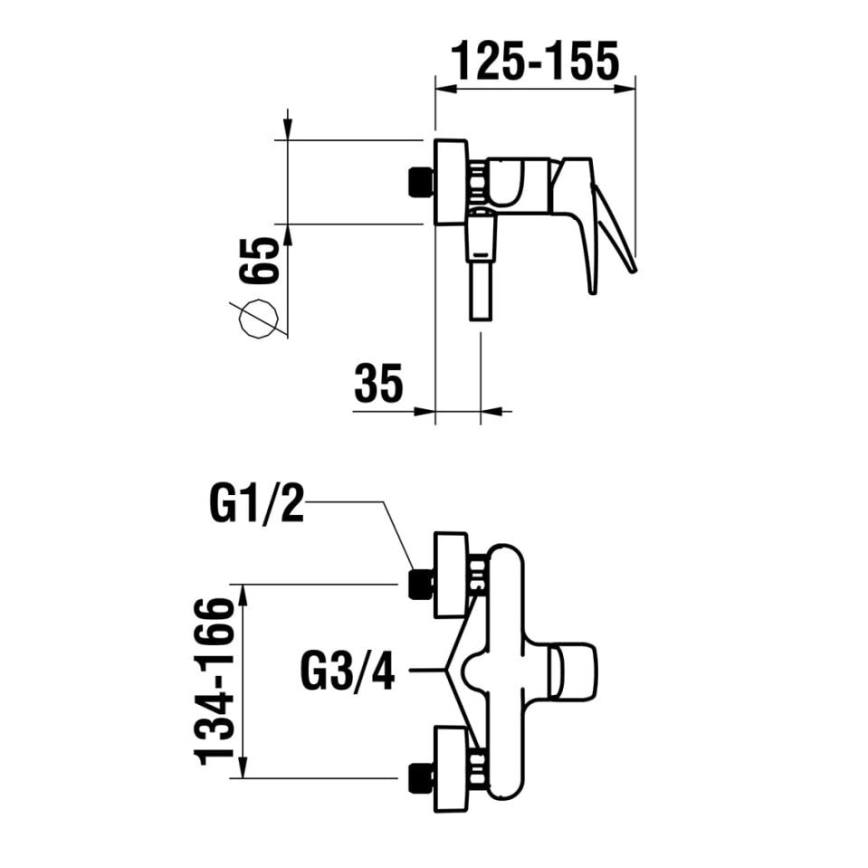 LAUFEN HF500750100600 - Brusesæt med hane LAURIN skinnende krom