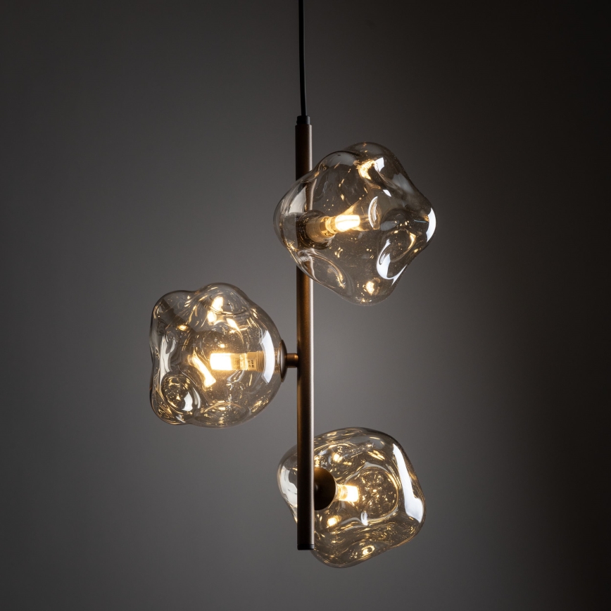 LAVA pendel med wireophæng 3xG9/8W/230V, bronze/røget beige