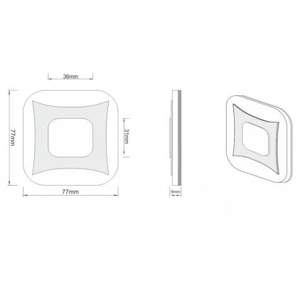 LDST SK-01-CB-BC8 - LED trappelys STØD 8xLED / 1,2W / 230V blank sort 3500K