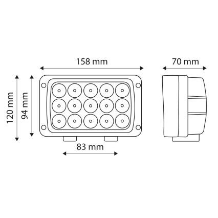 LED arbejdslampe EPISTAR 15xLED/45W/10-30V IP67 6.000K