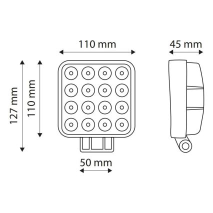 LED arbejdslampe EPISTAR 16xLED/48W/10-30V IP67 6.000K