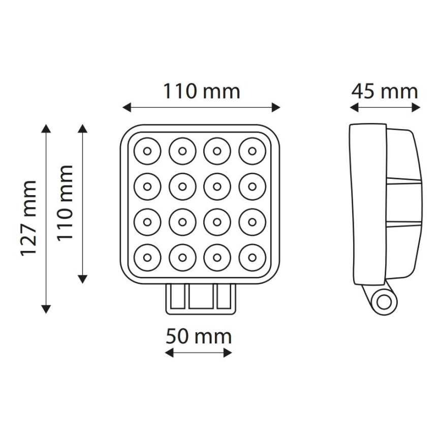 LED arbejdslampe EPISTAR 16xLED/48W/10-30V IP67 6.000K