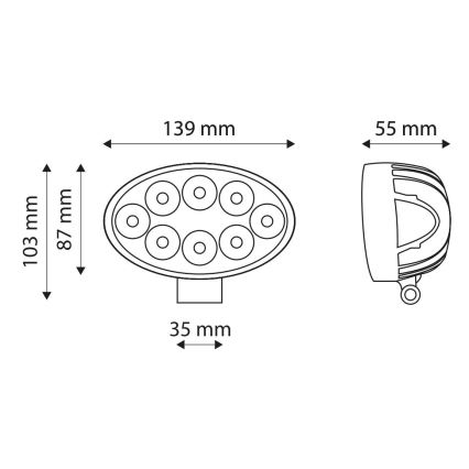 LED arbejdslampe EPISTAR 8xLED/24W/10-30V IP67 6.000K