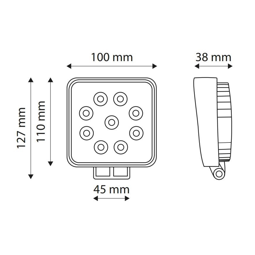 LED arbejdslampe EPISTAR 9xLED/27W/10-30V IP67 6.000K