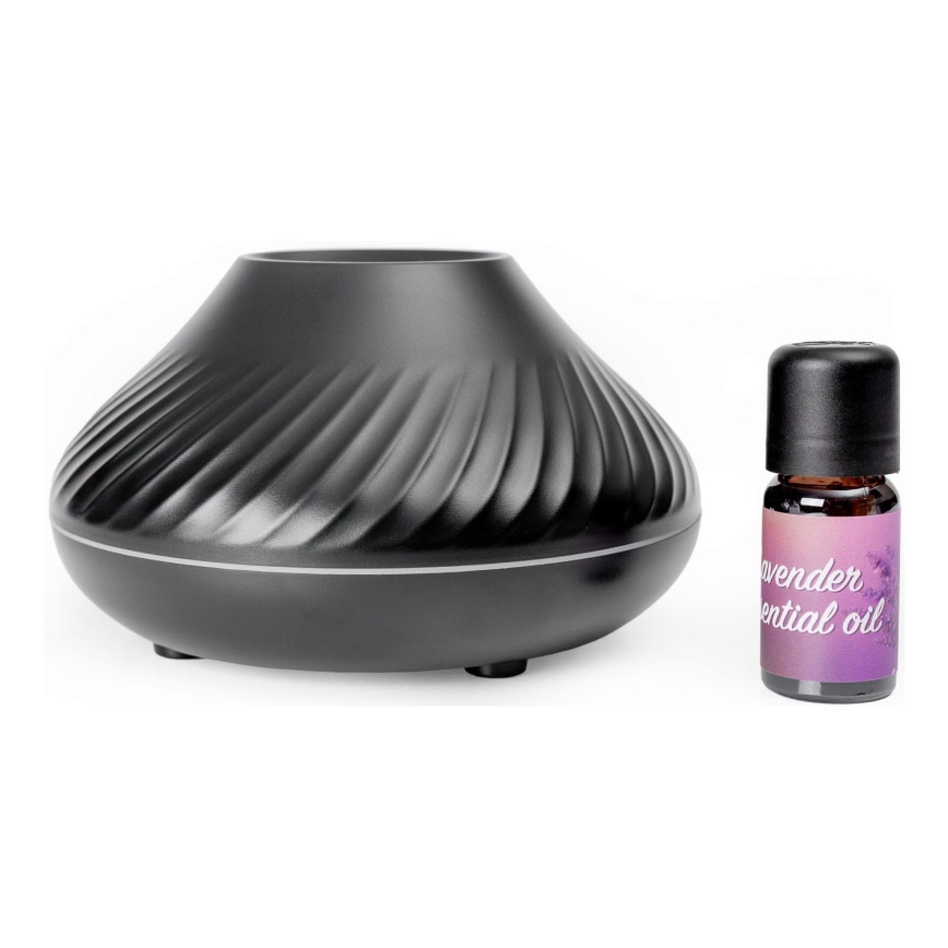 LED aromadiffuser m. RGB-farver og flamme-effekt LED/6,5W/5V 130 ml sort