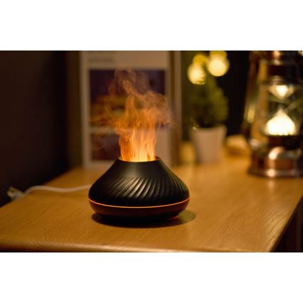 LED aromadiffuser m. RGB-farver og flamme-effekt LED/6,5W/5V 130 ml sort