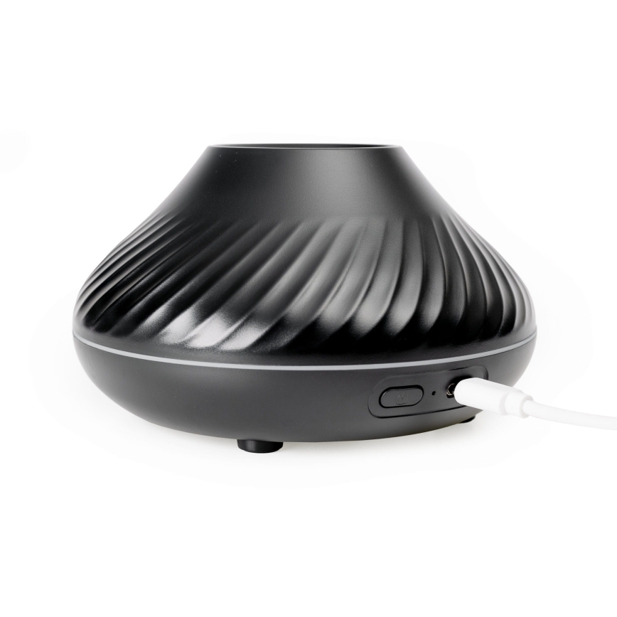 LED aromadiffuser m. RGB-farver og flamme-effekt LED/6,5W/5V 130 ml sort