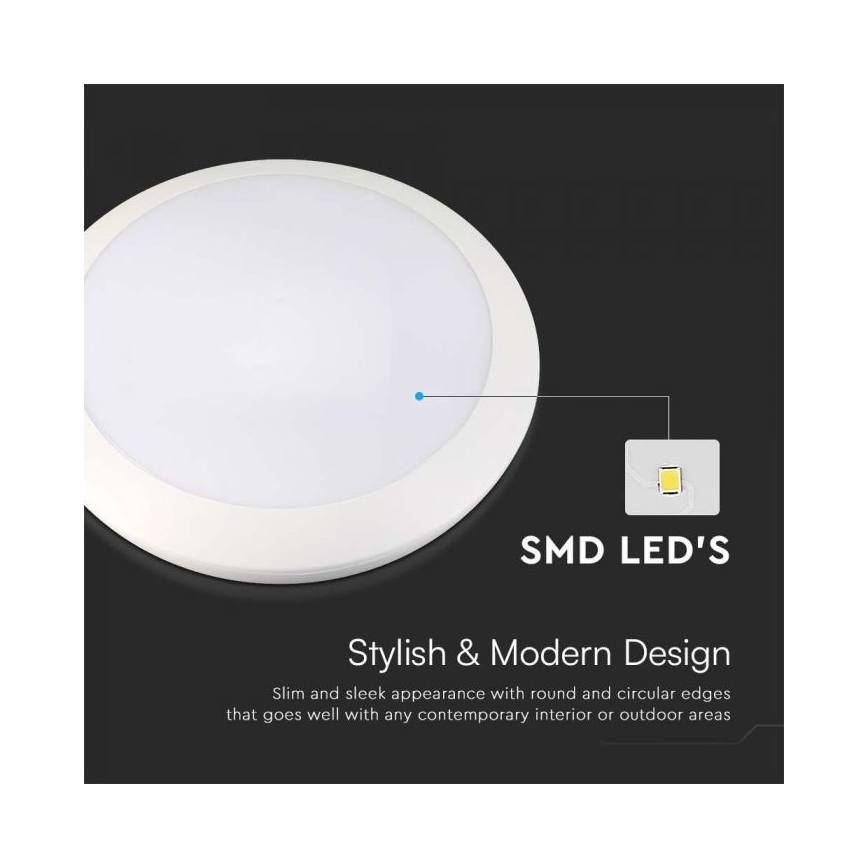 LED badeværelseslampe med sensor LED/20W/230V 3000/4000/6000K IP66 diameter 30 cm