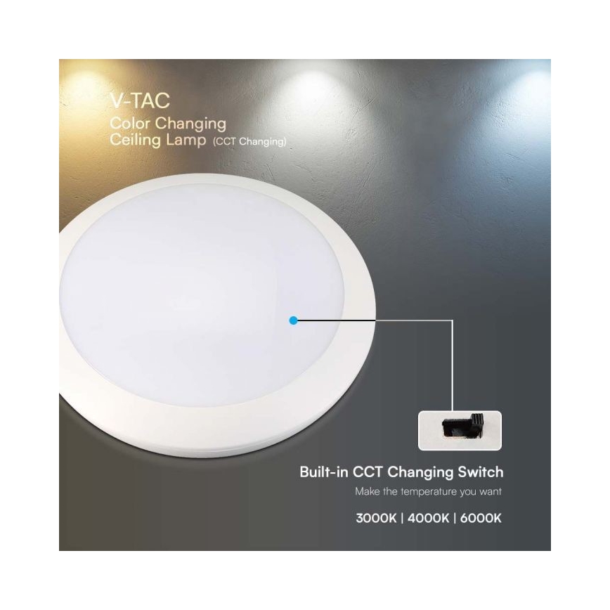 LED badeværelseslampe med sensor LED/20W/230V 3000/4000/6000K IP66 diameter 30 cm